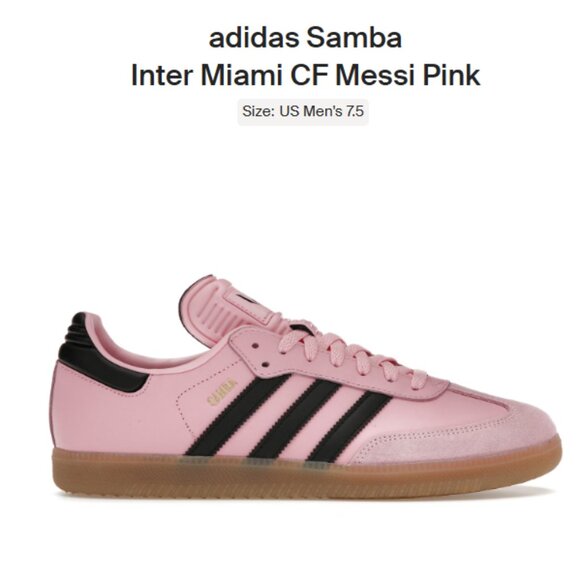Size 7.5M / 8.5W - Adidas Samba Inter Miami CF Messi Pink IH8158 - AUTHENTIC NEW - Picture 1 of 9